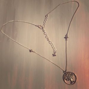 Tree pendant two-tone necklace